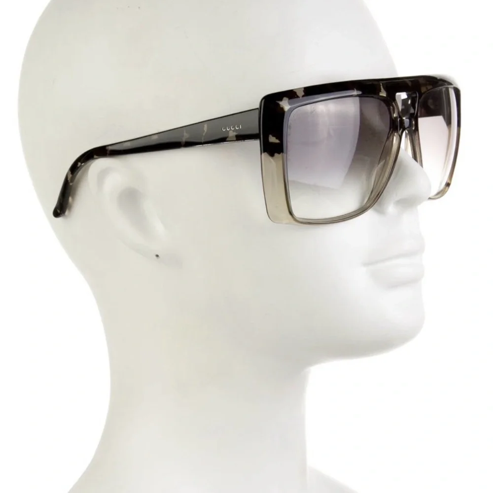 Gucci Tortoiseshell Brown and Black Oversized Shield Sunglasses - Picture 3 of 7